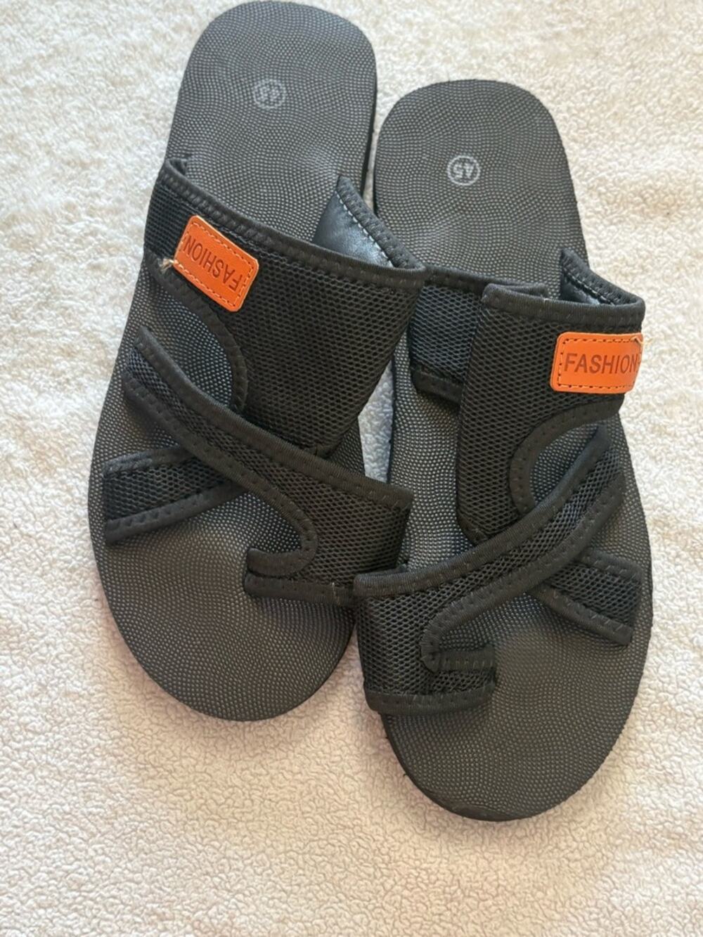 Men’s Black Sport Sandals Mesh Strap Lightweight EU 45 US 11 11.5
